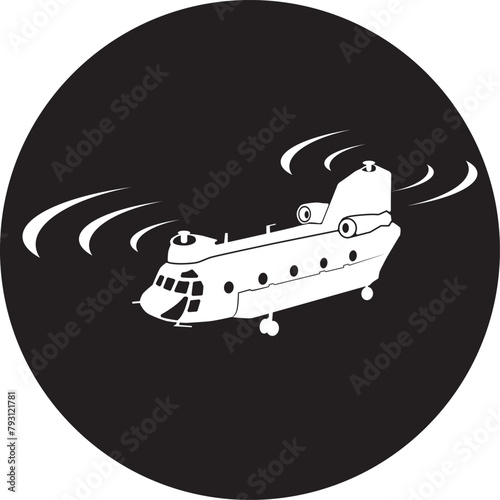 Military helicopter in flight vector design for laser engraving