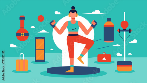 A person stands in a peaceful mountain pose surrounded by hightech equipment used in Muay Thai emphasizing the integration of traditional and