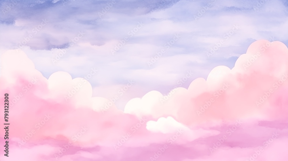 Dreamy Pink and Purple Clouds in an Animated Pastel Sky