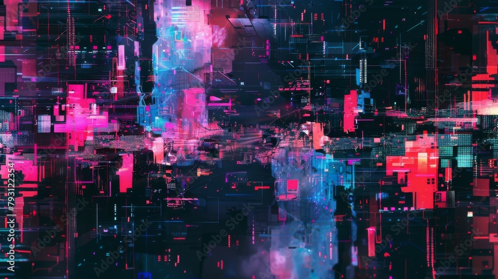 Abstract Glitch Universe: A Dazzling Data Distortion