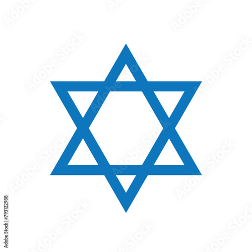 Jewish Israeli religious symbol. David judaism star icon logo. Israel jew faith concept design isolated icon logo