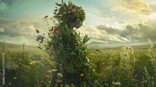 The dryad among the flowers were very beautiful.