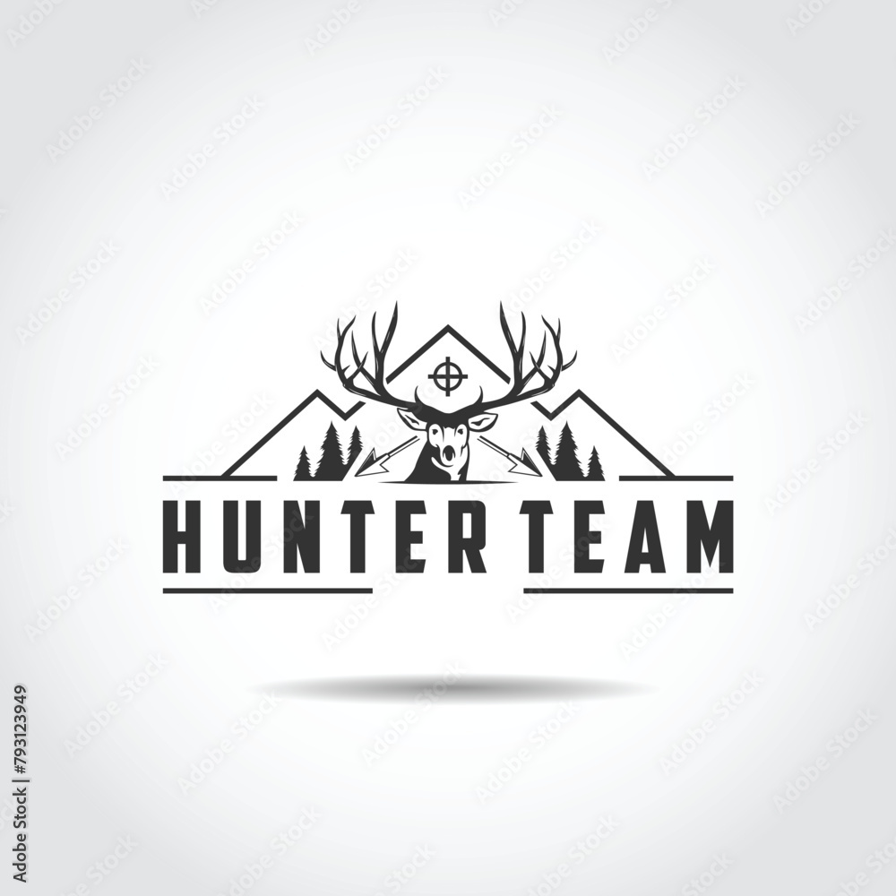 Hunter Team Logo Template. Vector Illustrator Hunter Team Logo Template. Vector Illustrator