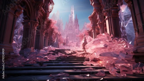 b'pink crystal palace illustration'