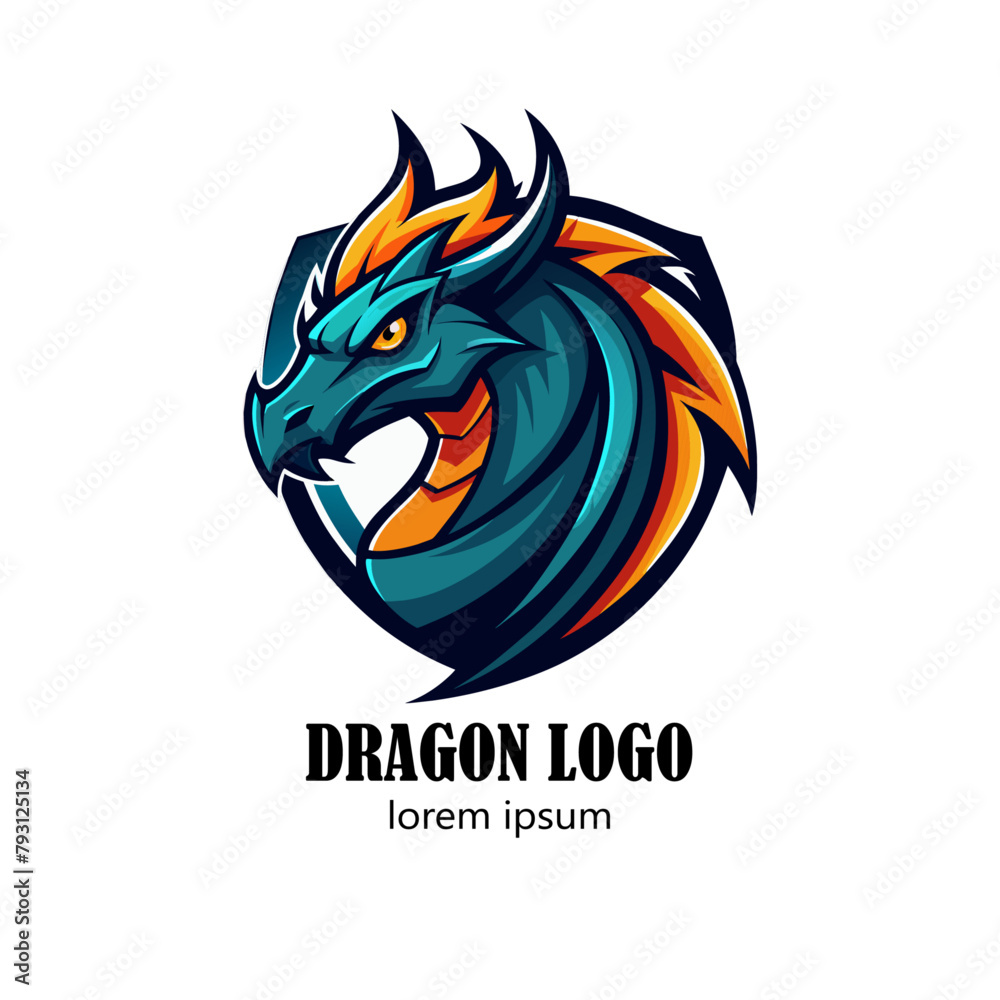 Dragon logo template, Dragon logo design template, 3d icon