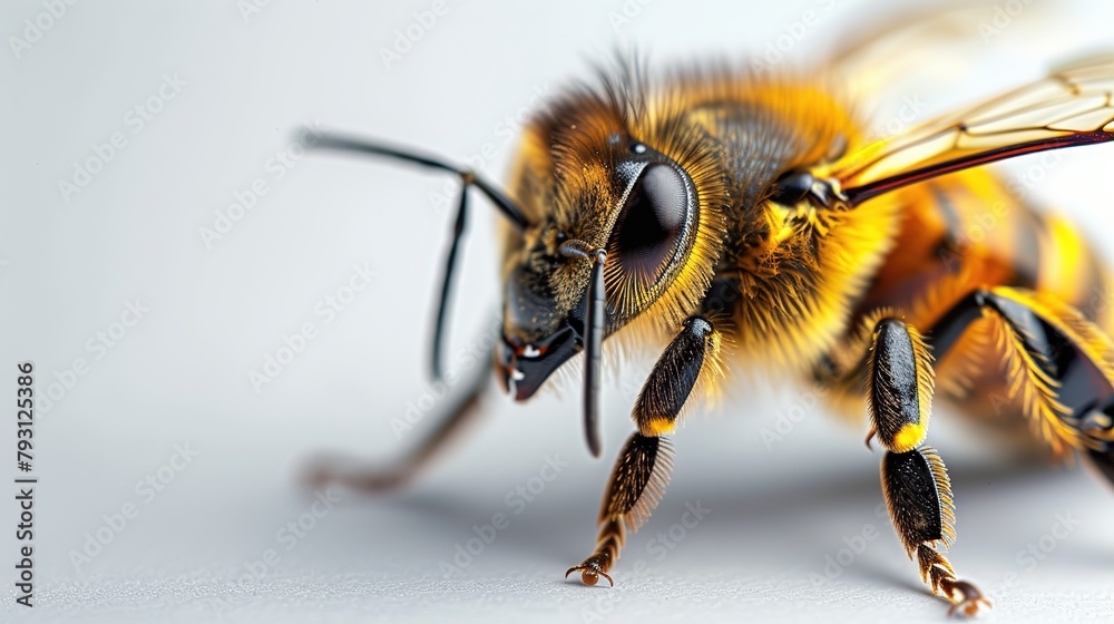 Bee on a white background. Macro. Bee on a white background. Macro.