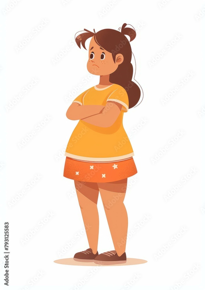 b'Unhappy girl with crossed arms' b'Unhappy girl with crossed arms'