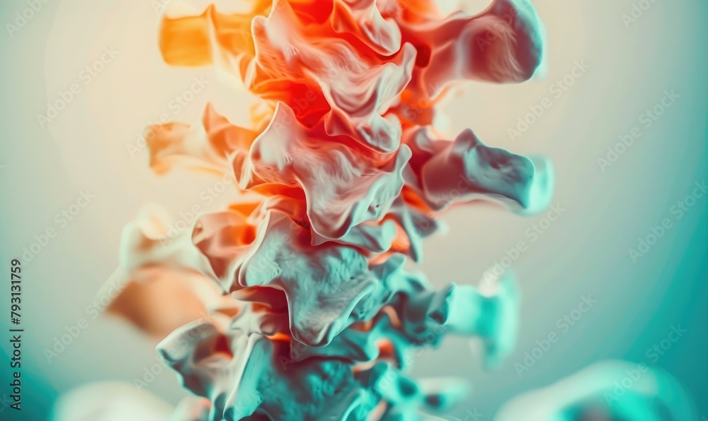 Fototapeta premium Close up of cervical spine, with symptoms of cervical pain and bone white film