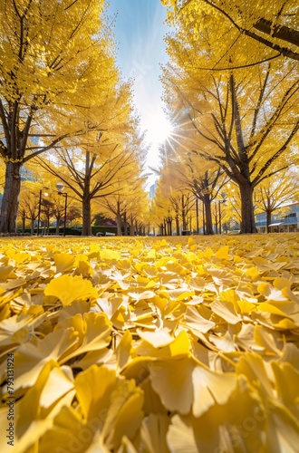 a yellow leaves on the ground photo