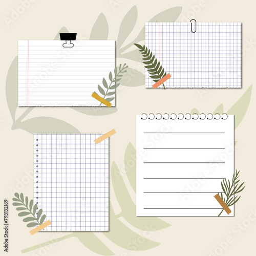 A collection of colorful note paper sheets with a curled corner, ready for your message. Realistic vector illustration.
