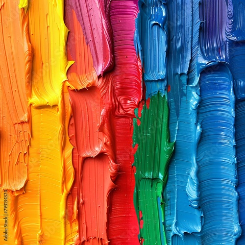 Streaks of bright, thick paint creating tactile and vivid texture
