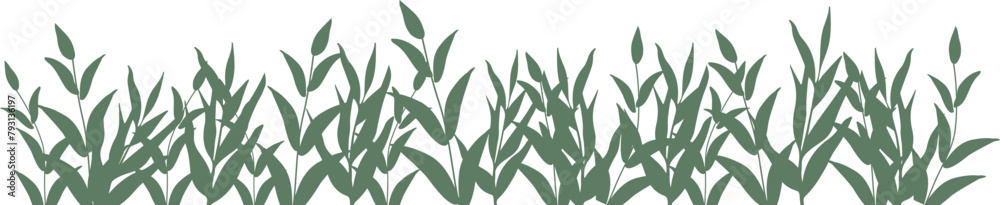Fototapeta premium Leaves grass nature border frame illustration