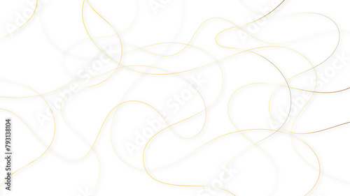 Colorful random pattern line stroke on a transparent background. Decorative golden pattern with tangled curved lines.
