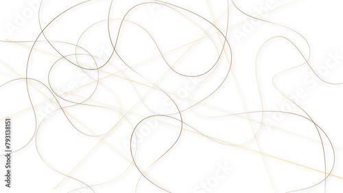 Random chaotic golden line for design element. Simple golden scribble lines backdrop minimal style background for website banner design.