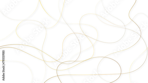 golden pattern with tangled curved lines. Random chaotic lines