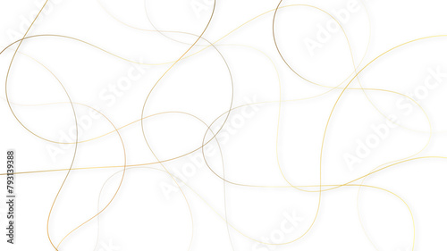 golden pattern with tangled curved lines. Random chaotic lines