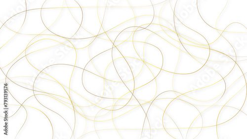 Colorful random pattern line stroke on a transparent background. Decorative golden pattern with tangled curved lines. Random chaotic lines abstract geometric pattern vector background.
