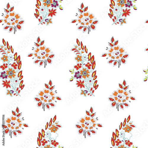 pattern with flowers purple flower petals and leaves photo