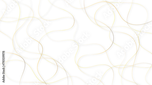 Golden gradient color random pattern line stroke on a transparent background. Decorative golden pattern with tangled curved lines. Random chaotic lines abstract geometric pattern vector background.