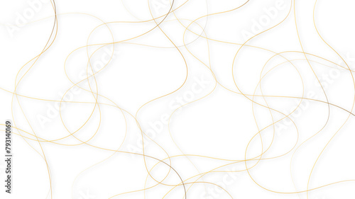 Colorful random pattern line stroke on a transparent background. Decorative golden pattern with tangled curved lines. Random chaotic lines abstract geometric pattern vector background.