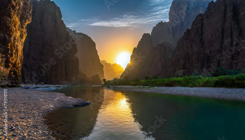 The beautiful Wadi Al-Disah in the Tabuk region is one of the most famous valleys in western Saudi Arabia. photo