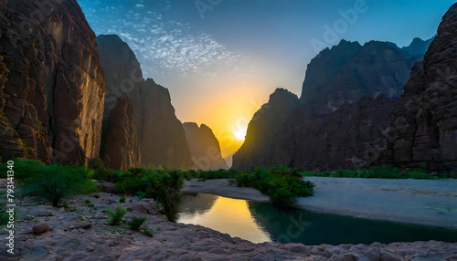 The beautiful Wadi Al-Disah in the Tabuk region is one of the most famous valleys in western Saudi Arabia. photo