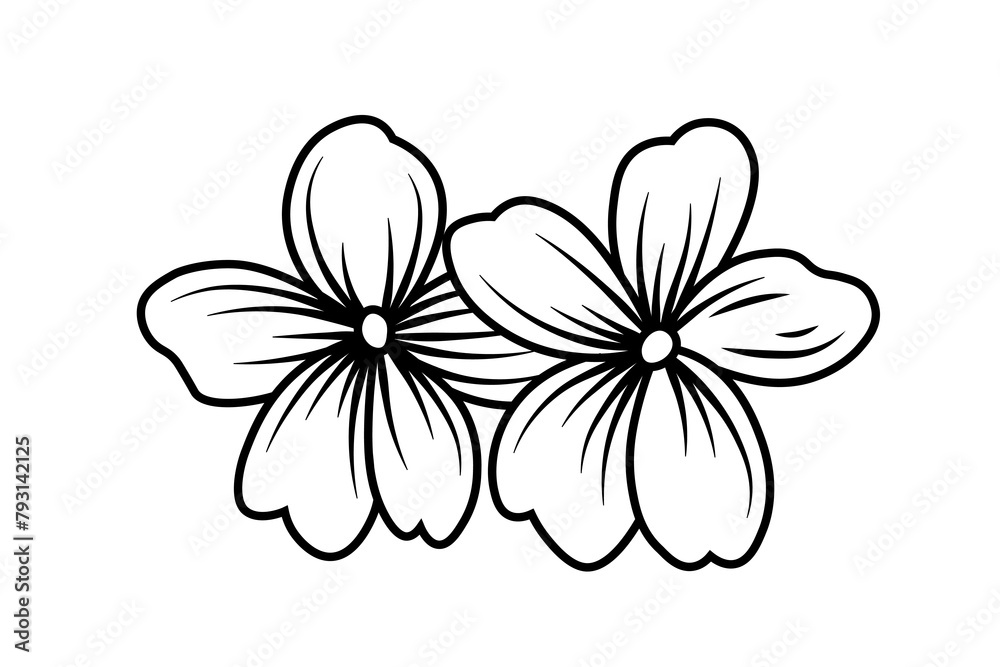 Obraz premium Two vintage flowers. Template, pattern, symbol, sign, icon, silhouette, tattoo, set. Lines.