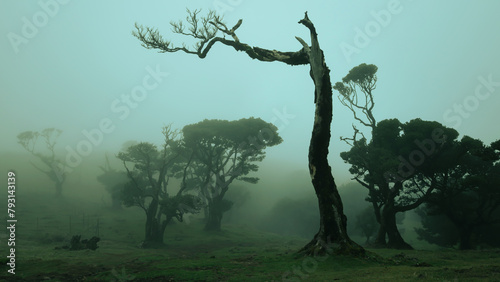 Relict laurel trees and fog, Madeira photo