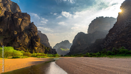 The beautiful Wadi Al-Disah in the Tabuk region is one of the most famous valleys in western Saudi Arabia.