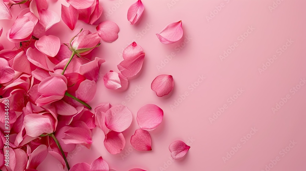 A romantic concept for Valentine s Day featuring pink hues against a soft pink backdrop with a minimalist design and room for personalized messages