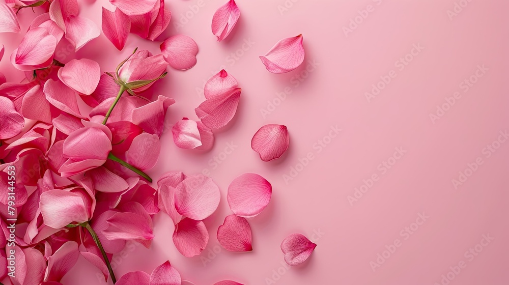 A romantic concept for Valentine s Day featuring pink hues against a soft pink backdrop with a minimalist design and room for personalized messages A romantic concept for Valentine s Day featuring pink hues against a soft pink backdrop with a minimalist design and room for personalized messages