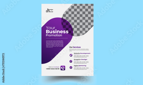 Flyer Layout with Geometric Accen. Brochure template layout design. Corporate business flyer mockup. Creative modern bright flyer concept	