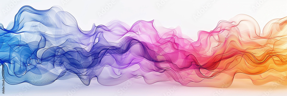 colorful wavy and transparent silk finish smoke in white background with clean look