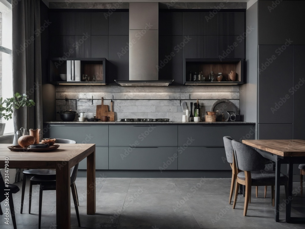 Urban Grey-Toned Kitchen Interior