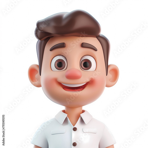3d portraits of happy people on a white background. Cartoon characters boy and man, vector illustration