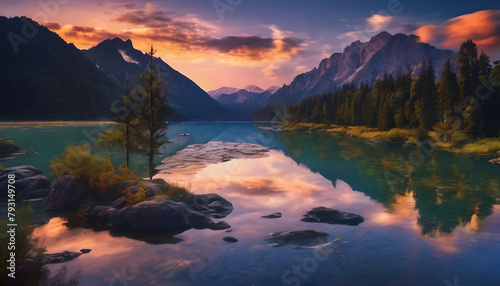lake and mountains landscape sunrise © عبدالرحمن عمادالدين 
