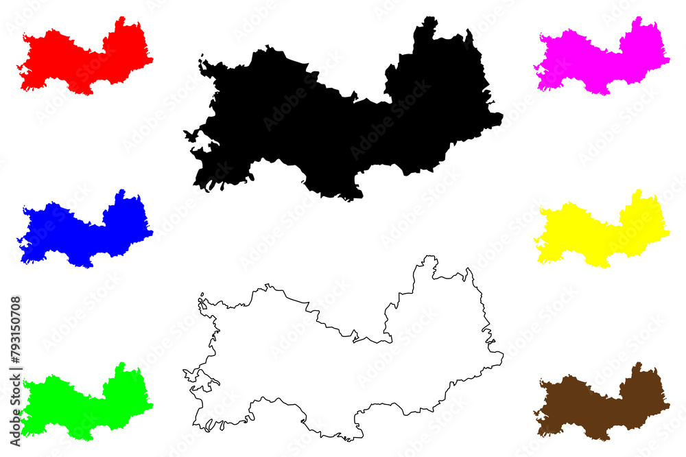 Obraz premium Mordovia (Russia, Subjects of the Russian Federation, Republics of Russia) map vector illustration, scribble sketch Republic of Mordovia map