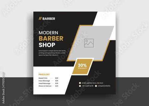 Barber shop hair salon social media post template. beauty spa business web banner design