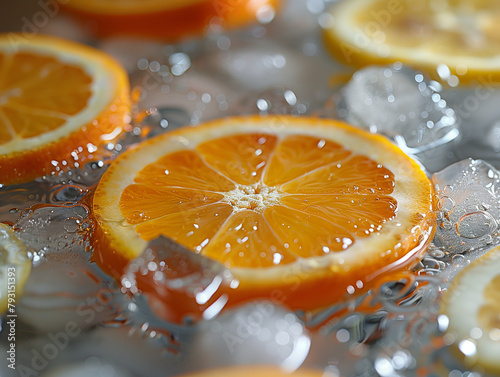 Close up of Oranges and Ice