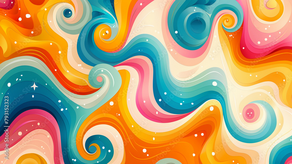 Abstract background with swirling shapes and colorful waves vector illustration. glitter pop background with colorful marble pattern. - obrazy, fototapety, plakaty 