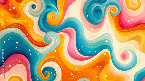 Abstract background with swirling shapes and colorful waves vector illustration. glitter pop background with colorful marble pattern.
