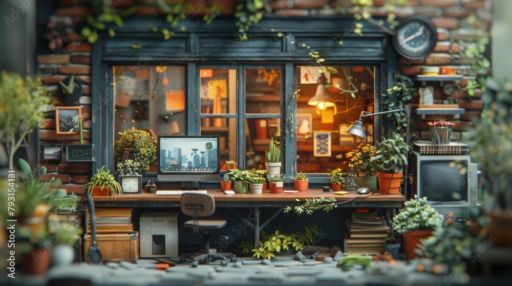 Tiny tilt-shift office scenes highlight sustainable practices, promoting clean energy and corporate social responsibility. Tiny tilt-shift office scenes highlight sustainable practices, promoting clean energy and corporate social responsibility.