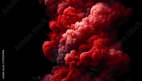 red swirling smoke against a black background