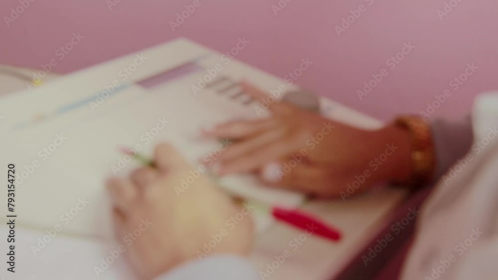 female doctor making the diagnosis of the test performed on a patient on a hospital table female doctor making the diagnosis of the test performed on a patient on a hospital table