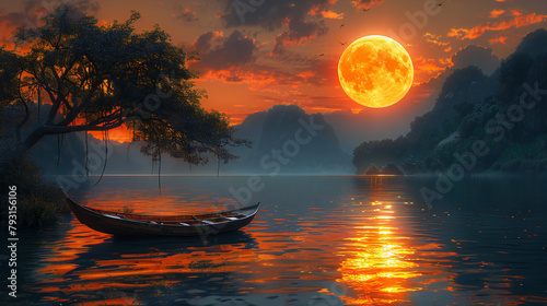 sunset on the lake