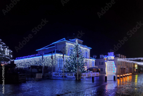 City hall of Gouvieux decorated for the Christmas holidays
