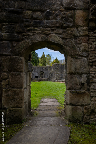 Medieval Stonework and doorway in Whalley Abbey