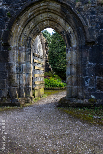 Medieval Abbey Doorway in Whalley, Lancashire, England 