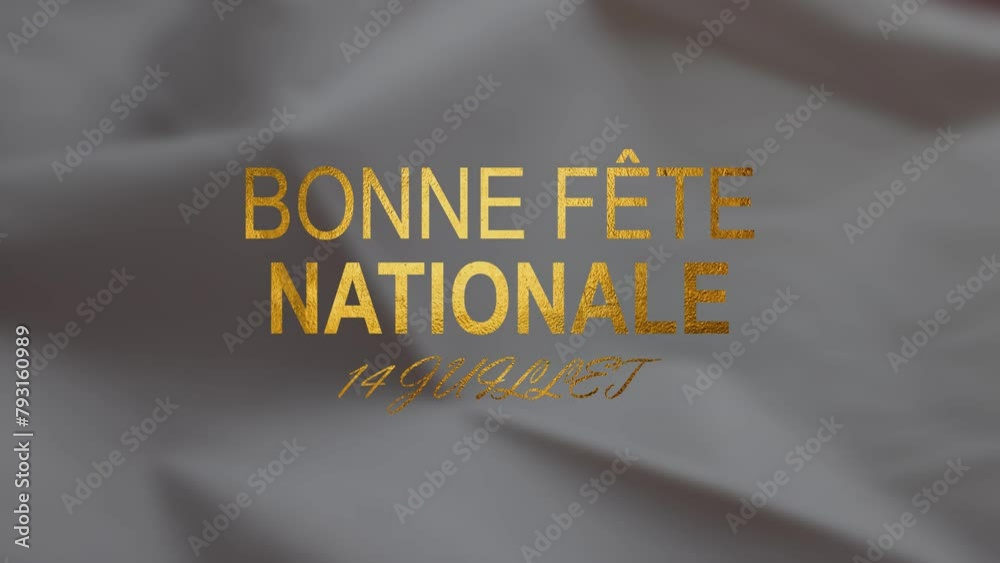 Happy Bastille Day animation. Bonne Fete Nationale, 14 Juillet animated. The Eiffel logo animation. Happy 14th of July National Day. Great for celebrations of French society. 4K.