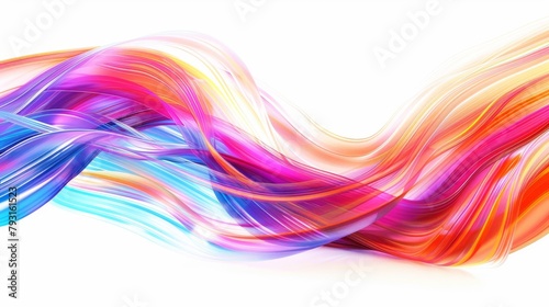 Multicolored Light Trails on White Background - Abstract Motion Art